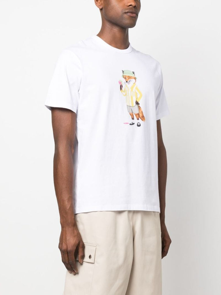 White Dressed Fox Cotton T-shirt
