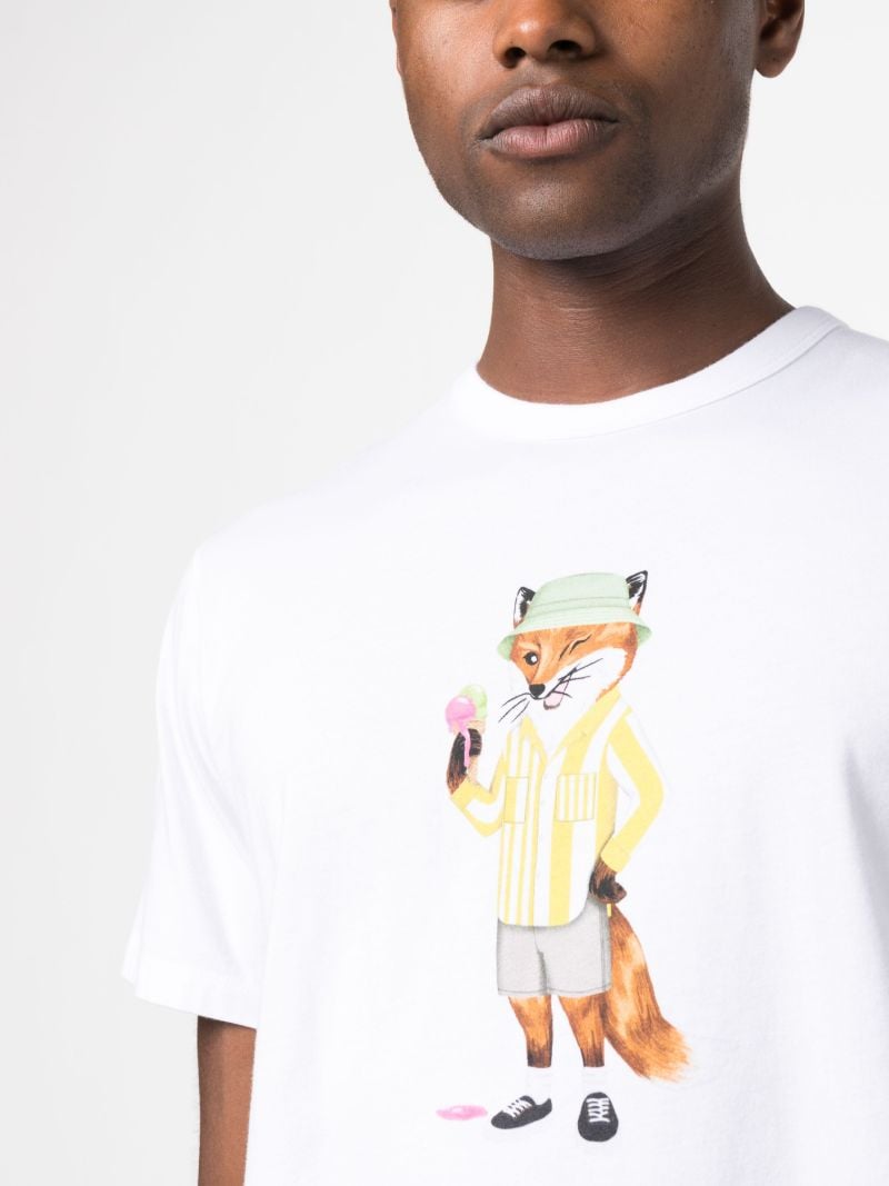 White Dressed Fox Cotton T-shirt