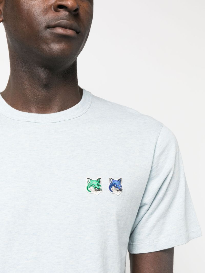 Blue Double Fox Head Cotton T-shirt