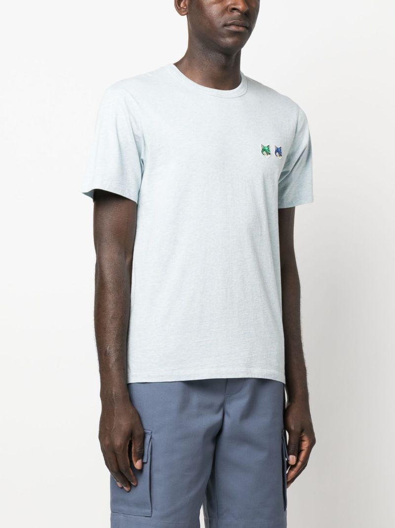 Blue Double Fox Head Cotton T-shirt