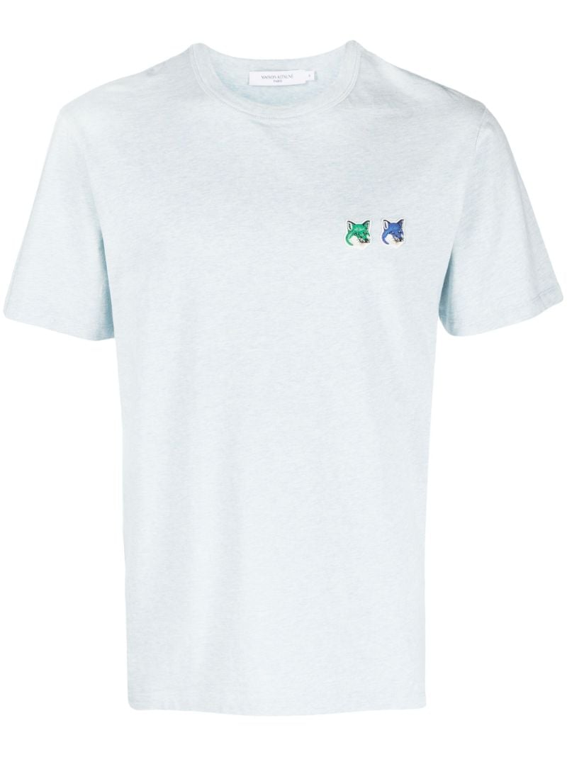 Blue Double Fox Head Cotton T-shirt