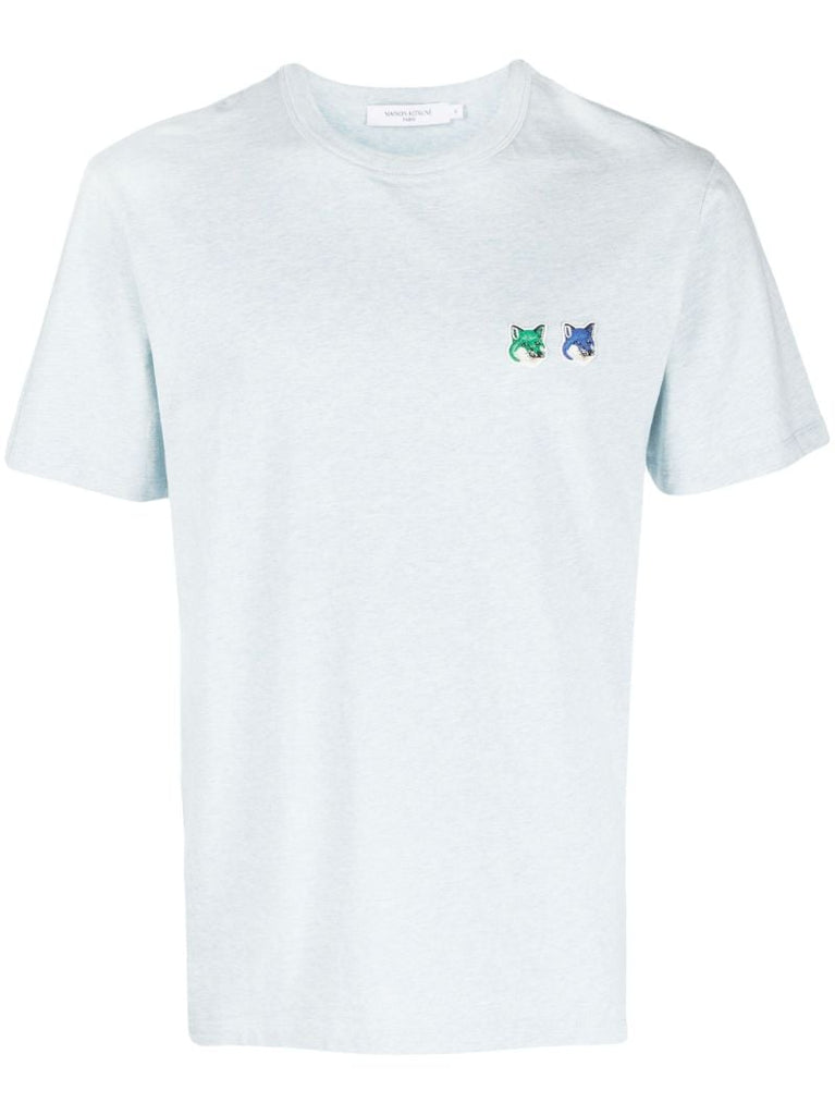 Blue Double Fox Head Cotton T-shirt