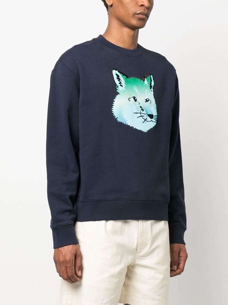 Blue Fox Print Cotton Sweatshirt