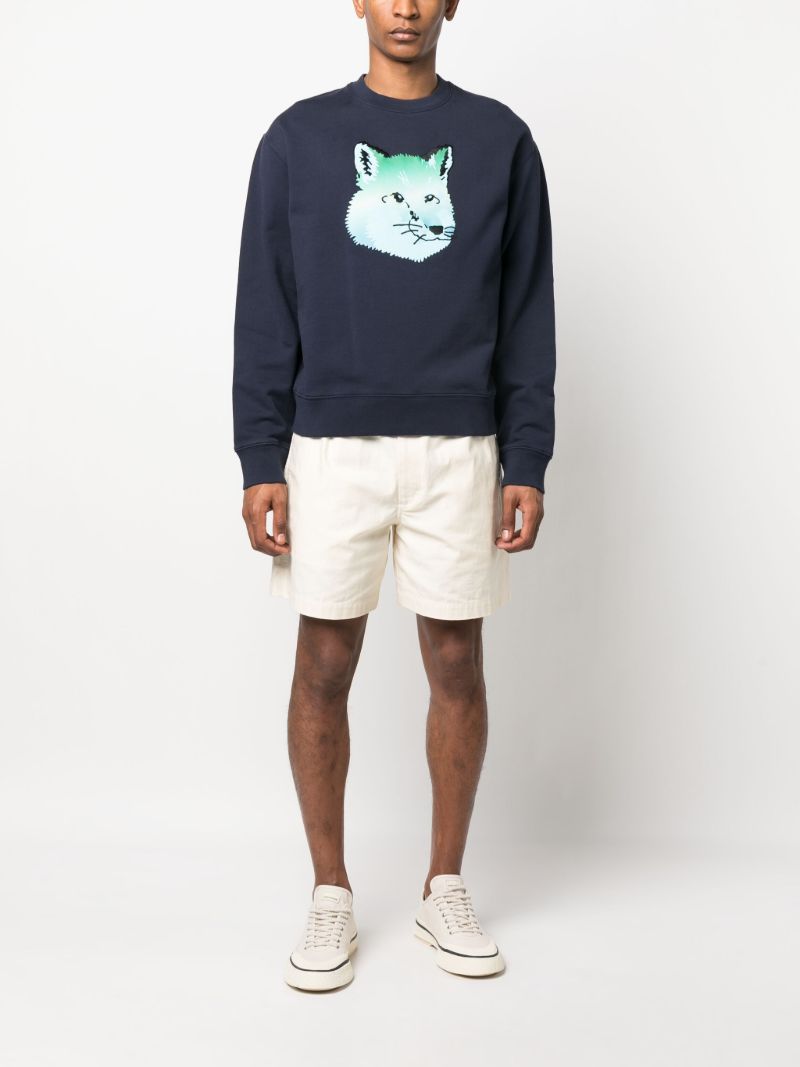 Blue Fox Print Cotton Sweatshirt