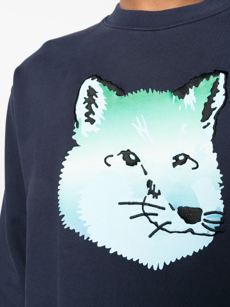 Blue Fox Print Cotton Sweatshirt
