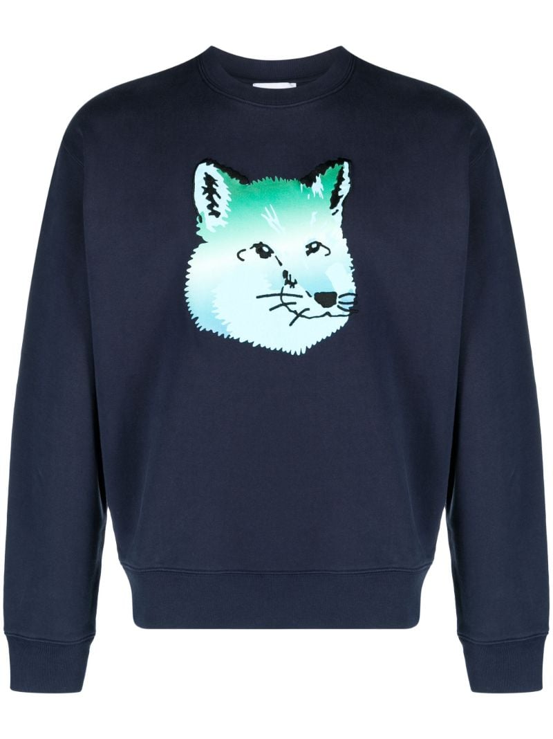 Blue Fox Print Cotton Sweatshirt