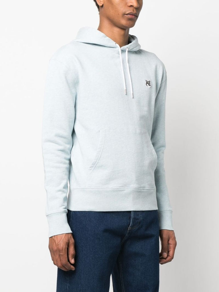 Blue Fox Head Patch Cotton Hoodie