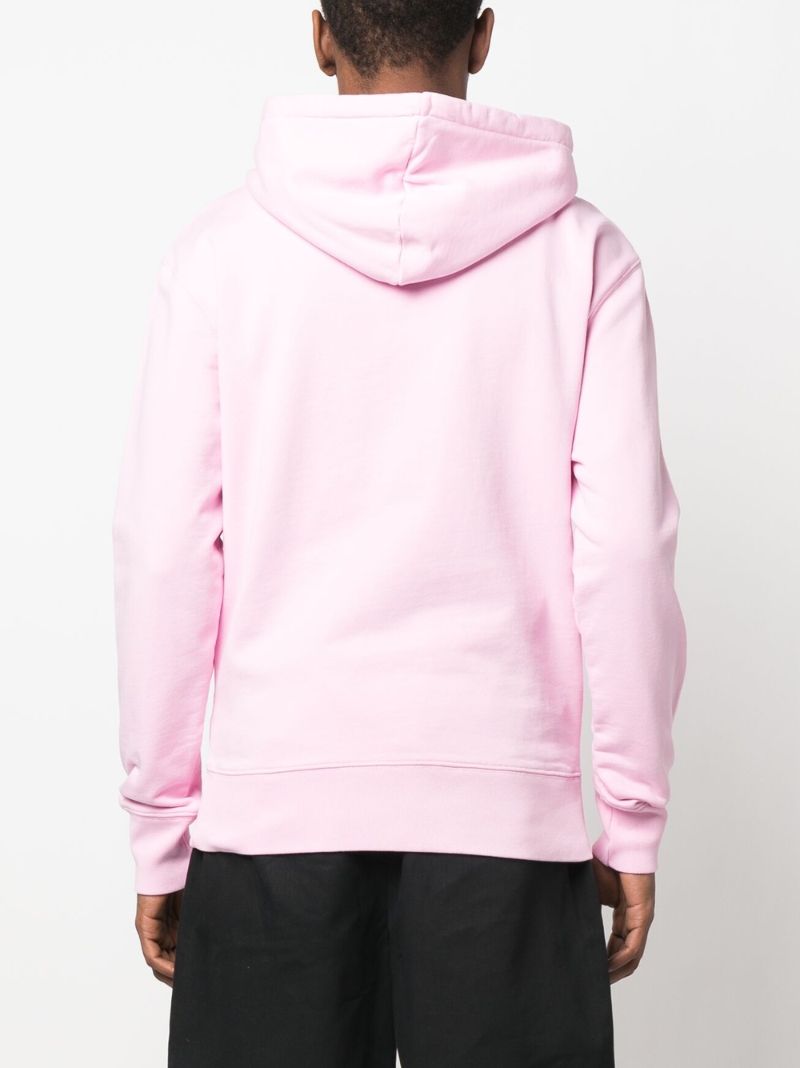 Pink Fox Head Patch Cotton Hoodie