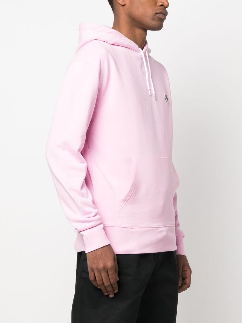 Pink Fox Head Patch Cotton Hoodie