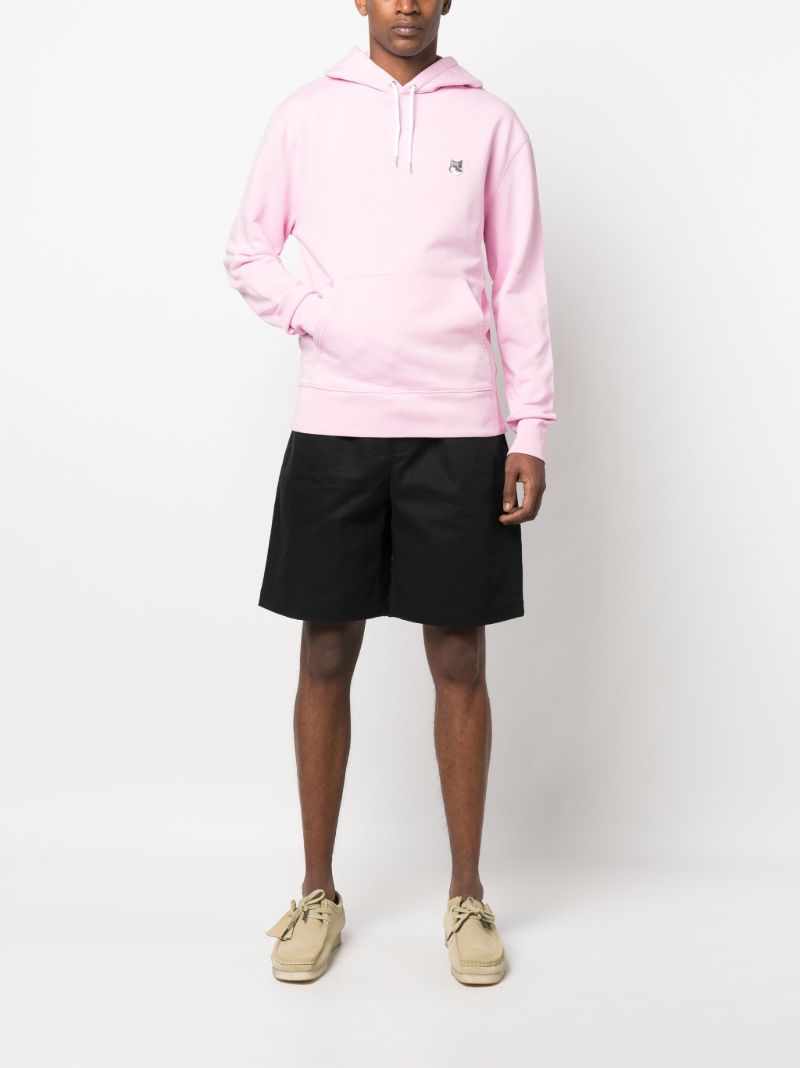 Pink Fox Head Patch Cotton Hoodie