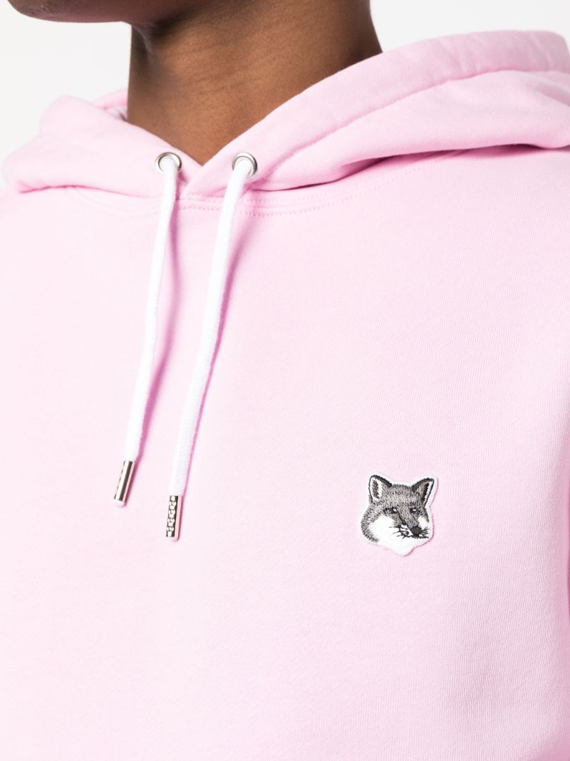 Pink Fox Head Patch Cotton Hoodie