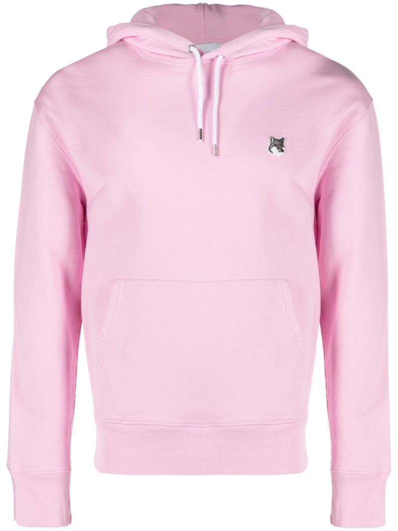 Pink Fox Head Patch Cotton Hoodie