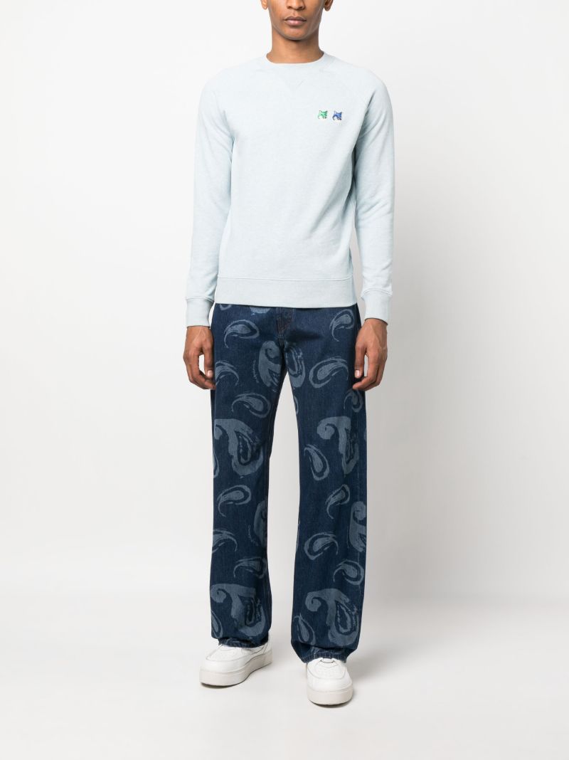 Blue Double Fox Head Sweatshirt