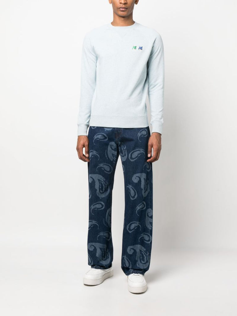 Blue Double Fox Head Sweatshirt