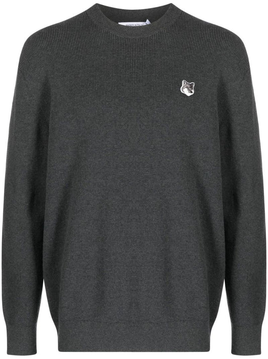 Grey Fox Patch Knitted Jumper