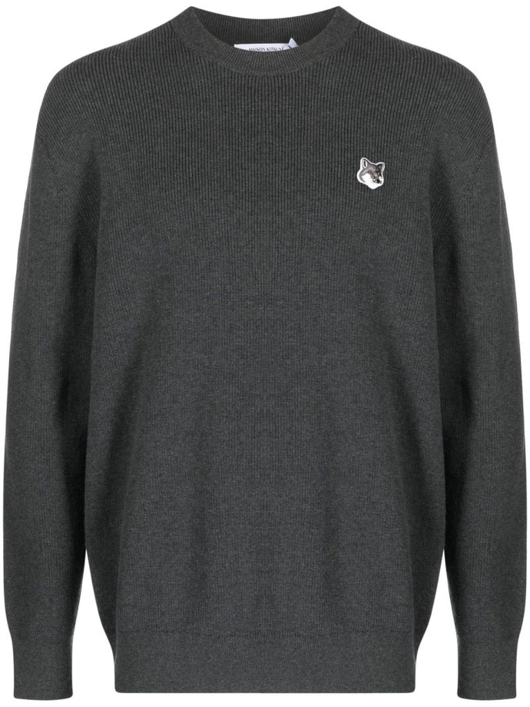 Grey Fox Patch Knitted Jumper