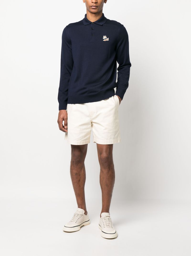 Blue Fox Head Long Sleeve Polo Shirt