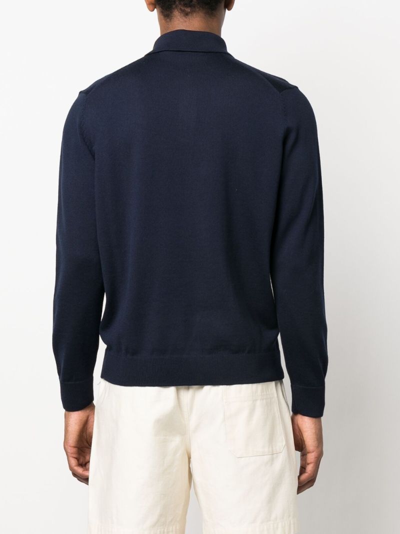 Blue Fox Head Long Sleeve Polo Shirt