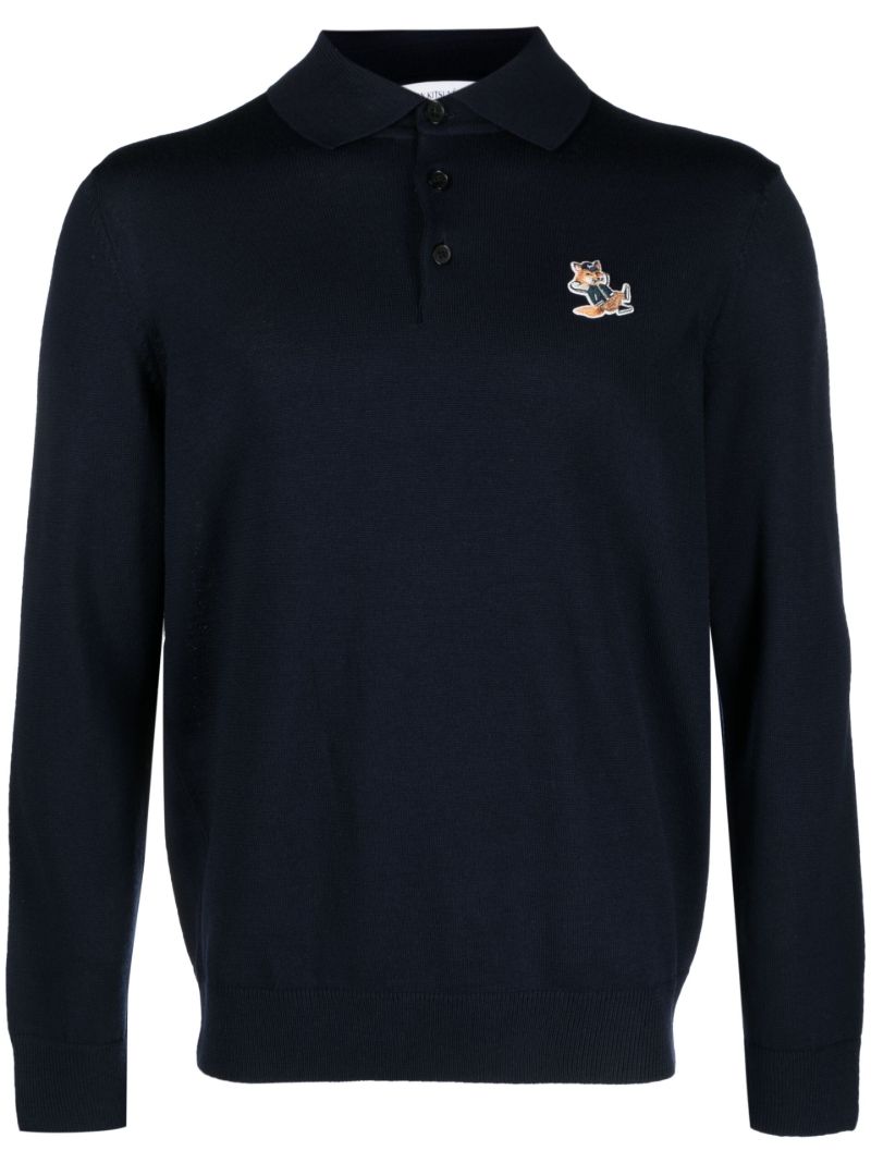 Blue Fox Head Long Sleeve Polo Shirt
