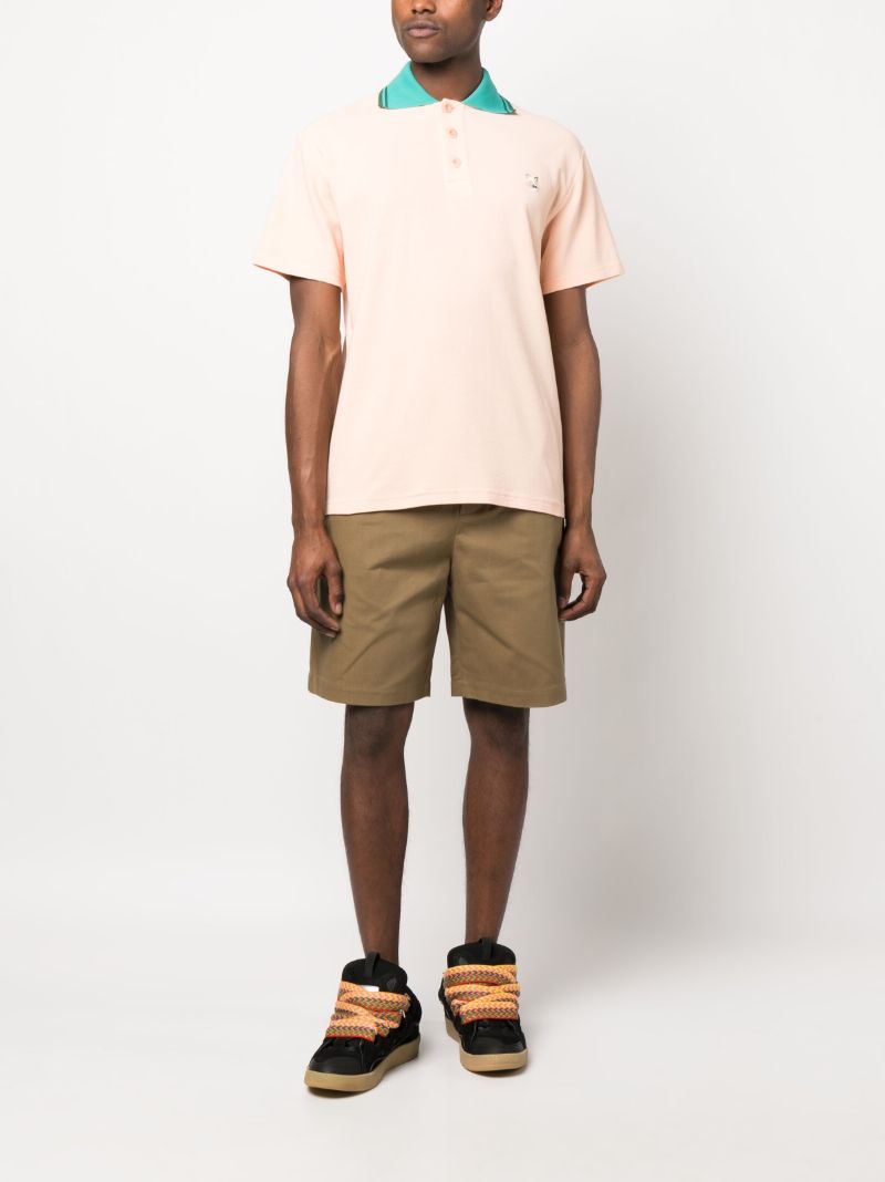 Orange Contrast-collar Polo Shirt