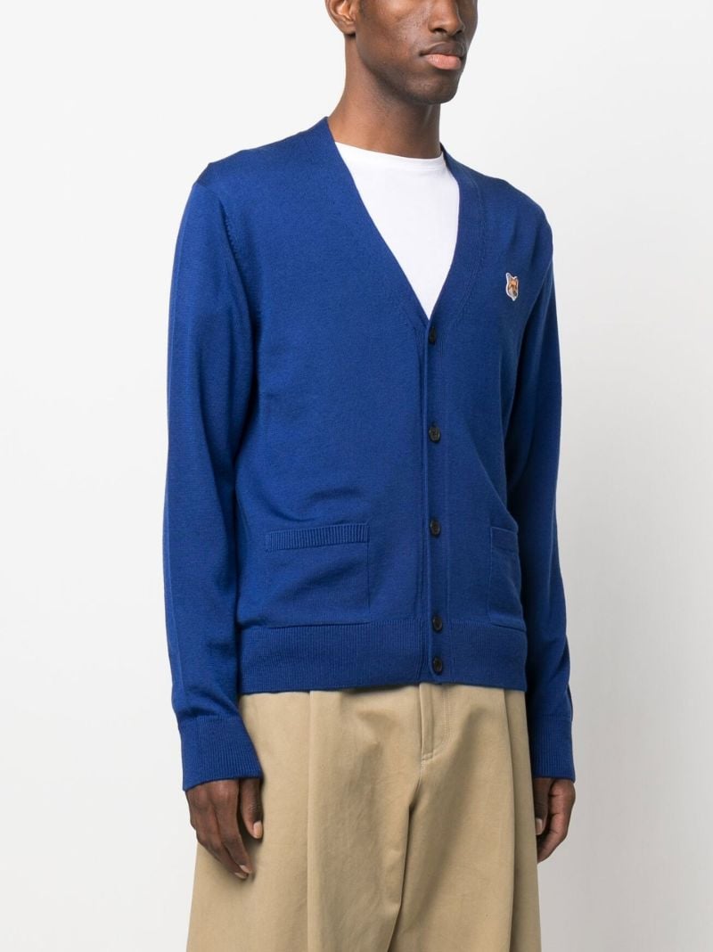 Blue Fox Head Wool Cardigan