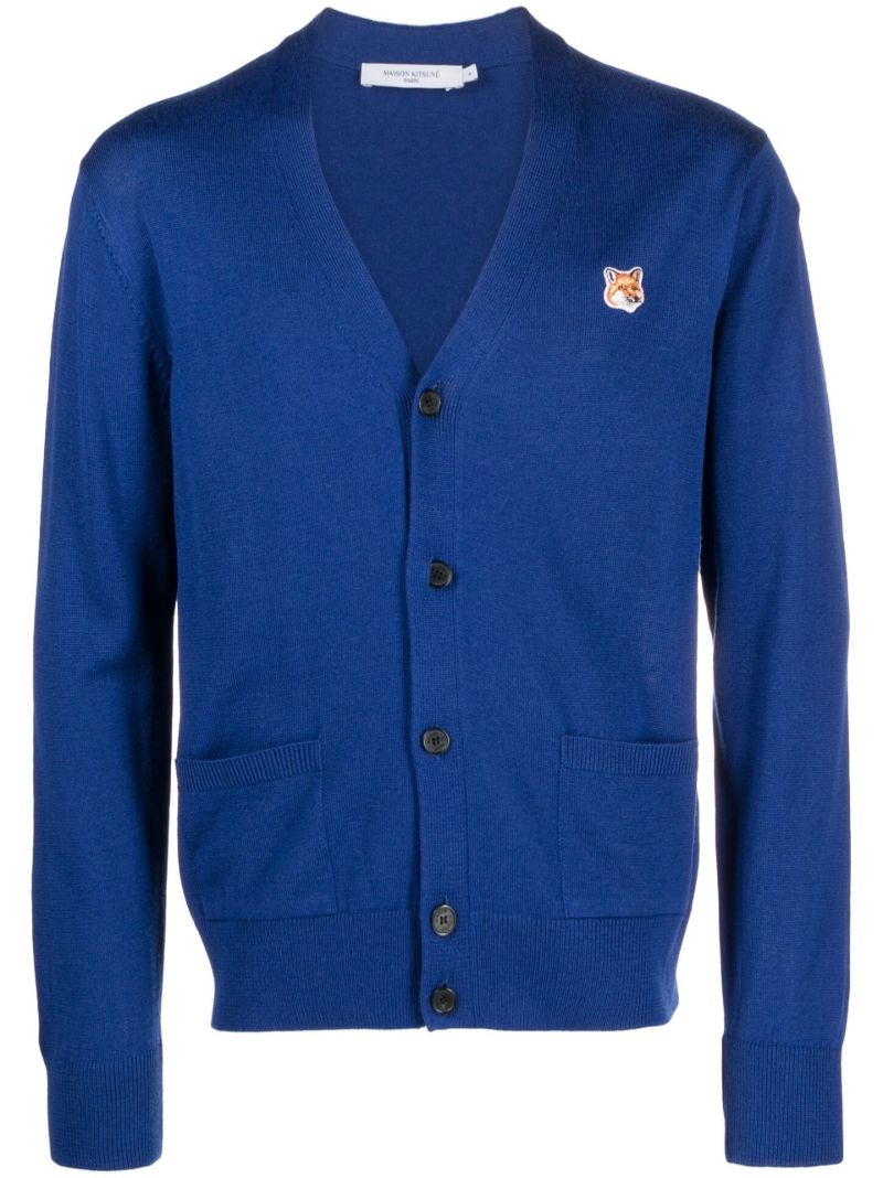 Blue Fox Head Wool Cardigan