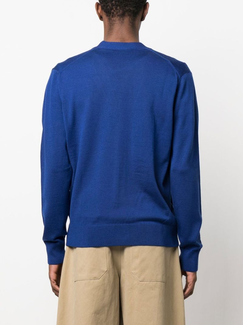 Blue Fox Head Wool Cardigan
