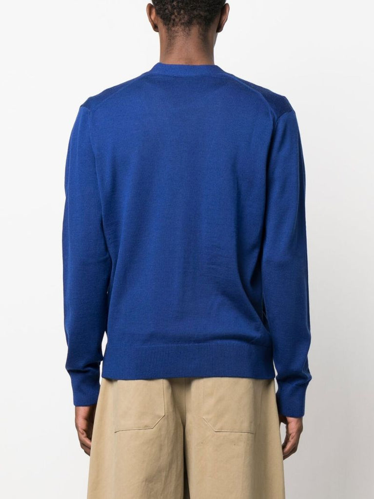 Blue Fox Head Wool Cardigan