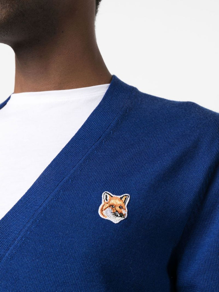 Blue Fox Head Wool Cardigan
