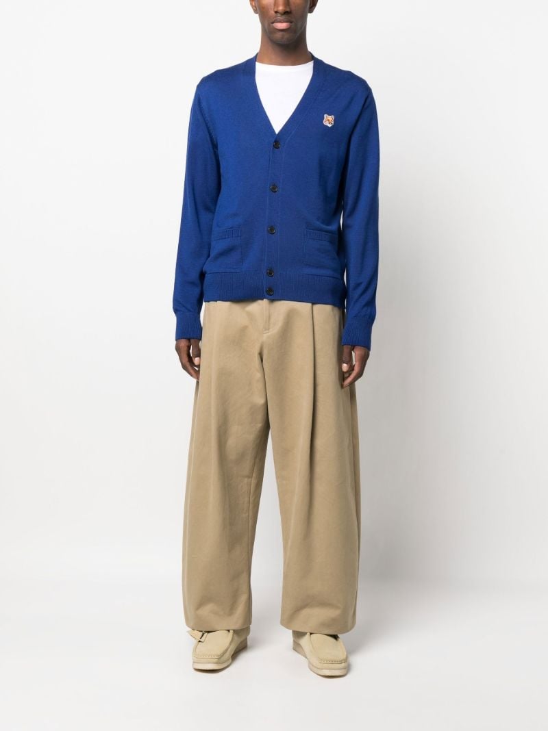 Blue Fox Head Wool Cardigan