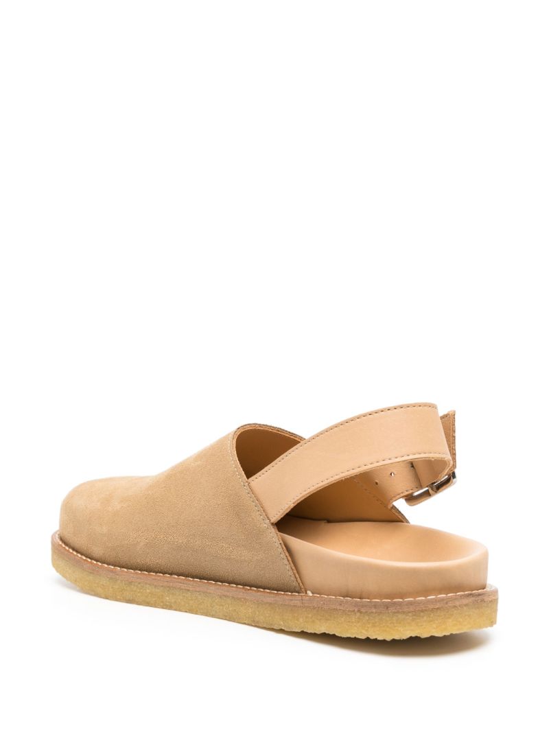 Beige Buckle Strap Mules