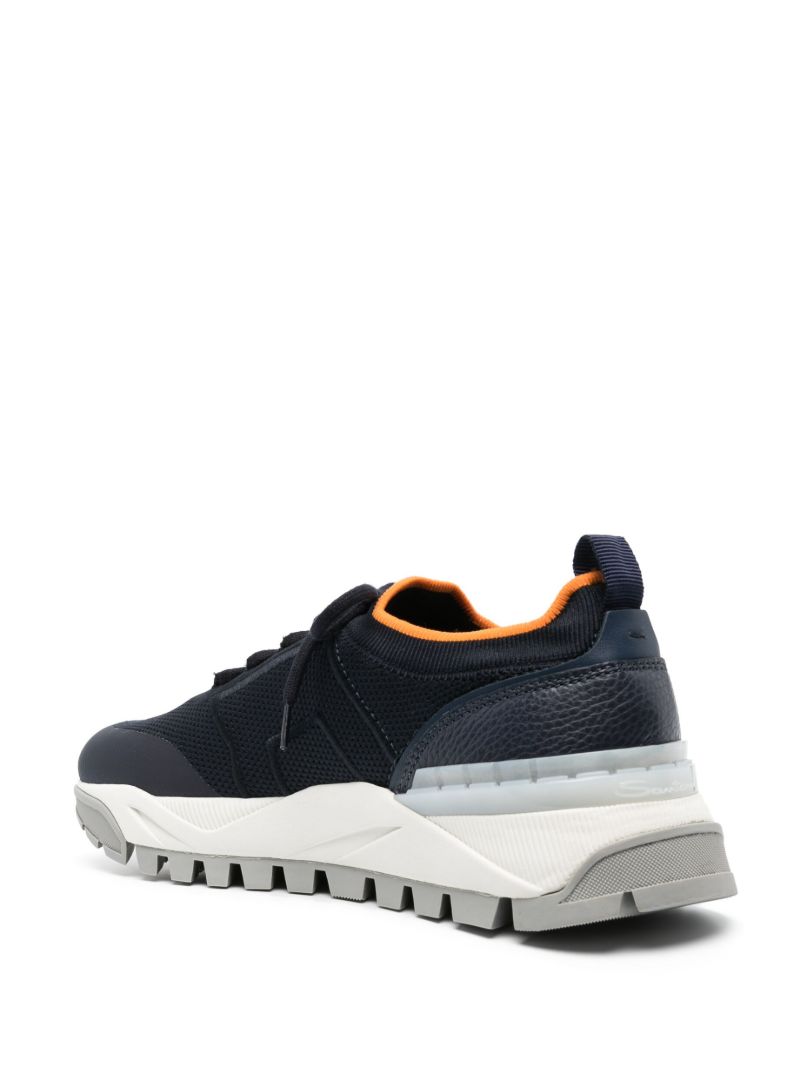 Blue Logo-embroidered Low-top Sneakers