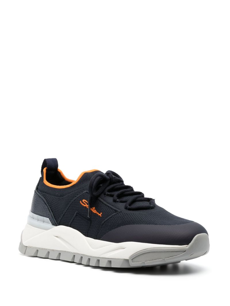 Blue Logo-embroidered Low-top Sneakers