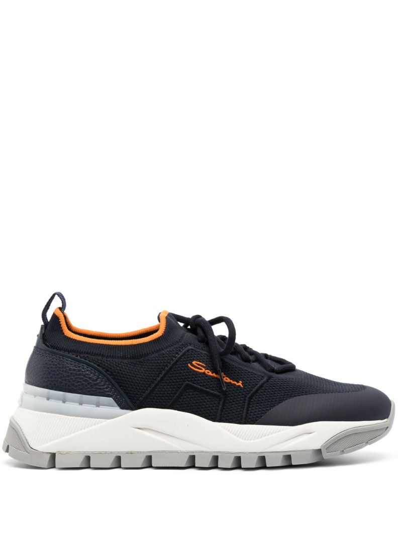 Blue Logo-embroidered Low-top Sneakers