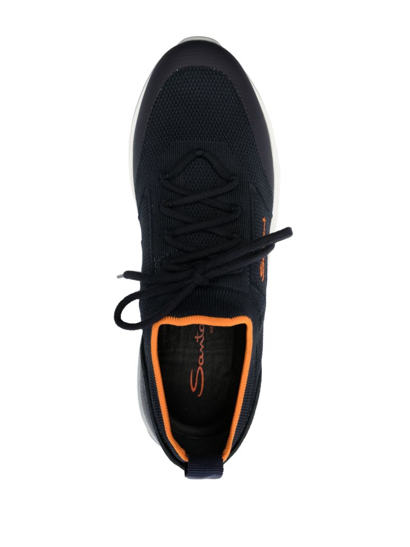 Blue Logo-embroidered Low-top Sneakers