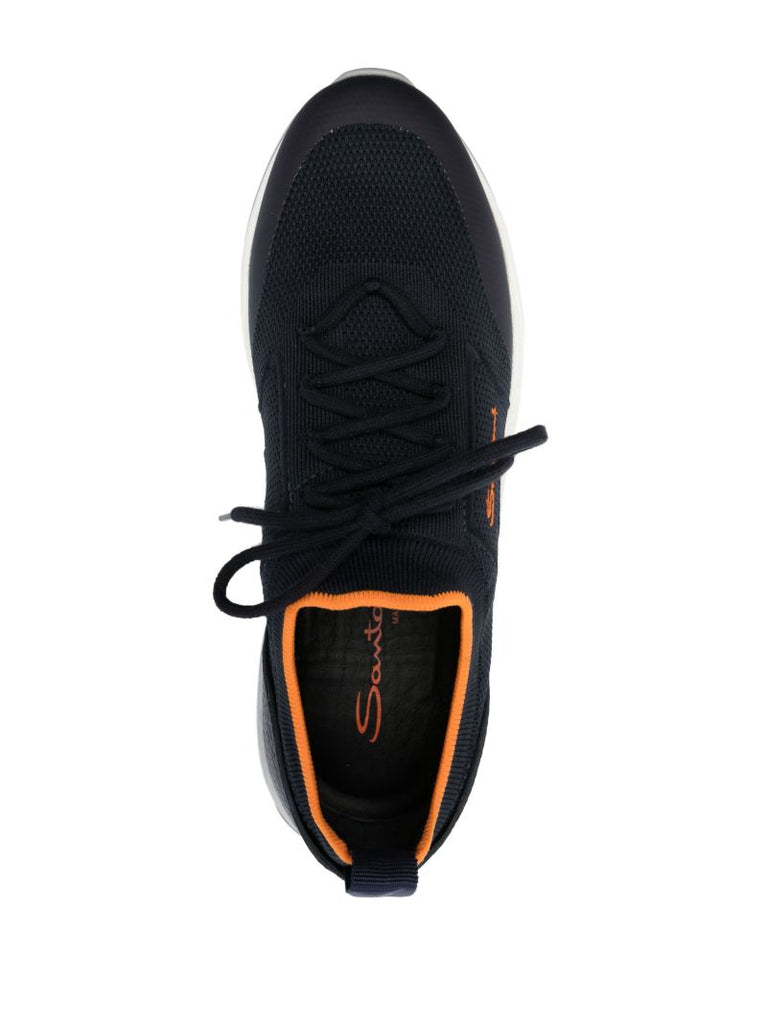 Blue Logo-embroidered Low-top Sneakers