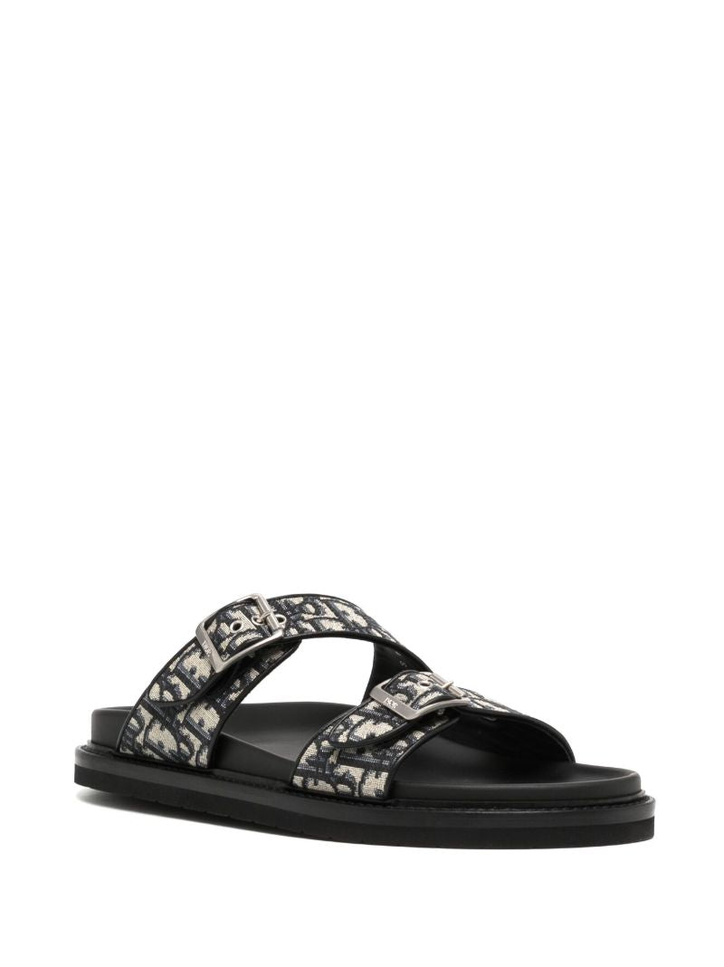Black and Blue Aqua Logo Jacquard Sandals
