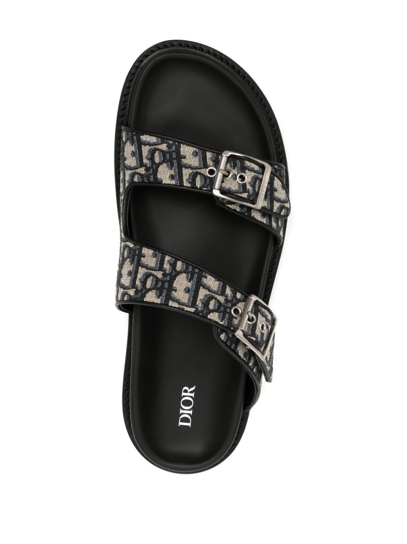 Black and Blue Aqua Logo Jacquard Sandals
