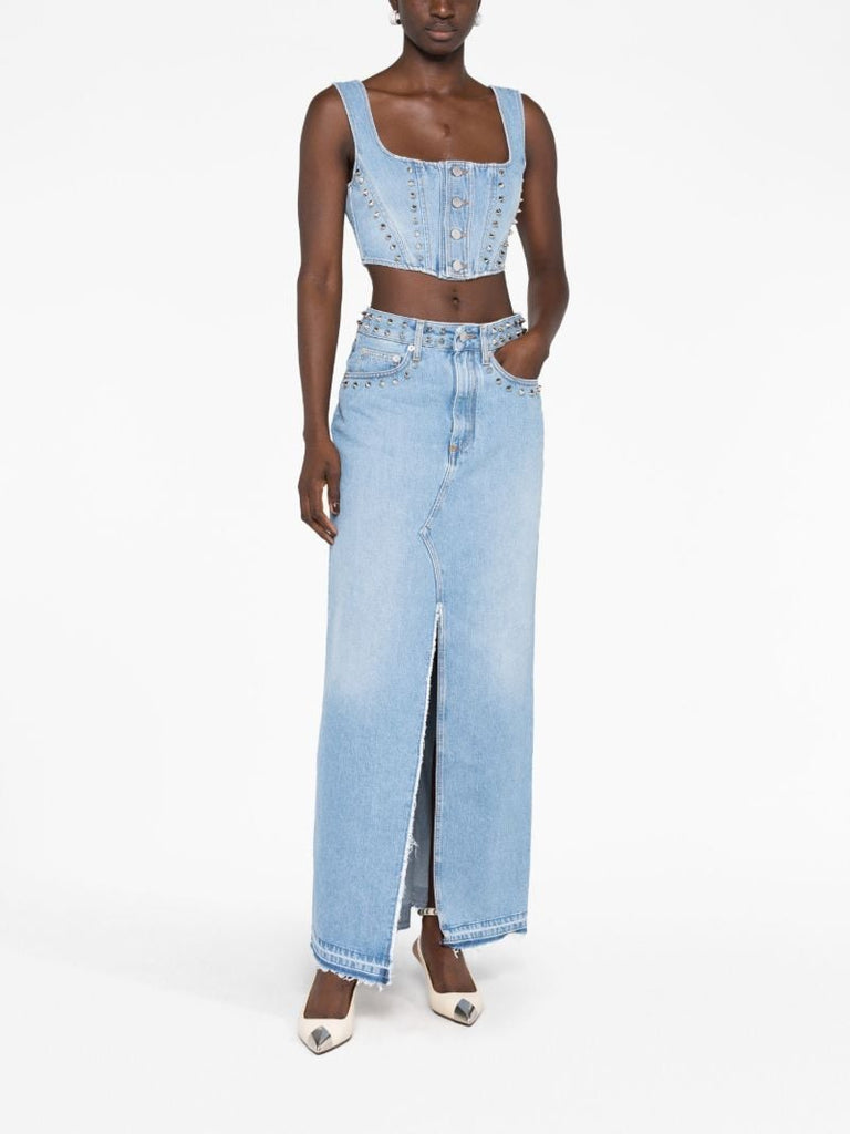 Blue Denim Maxi Skirt