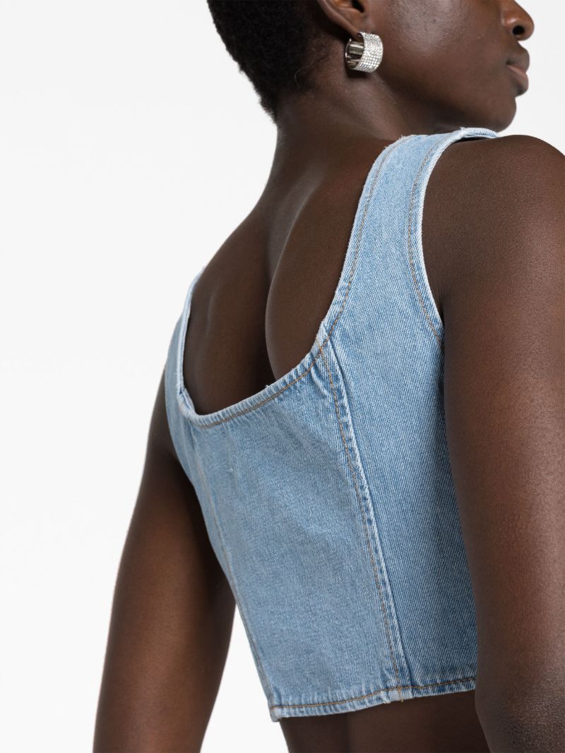 Blue Studded Denim Crop Top