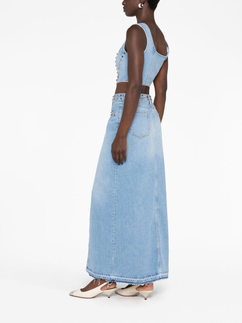 Blue Studded Denim Crop Top