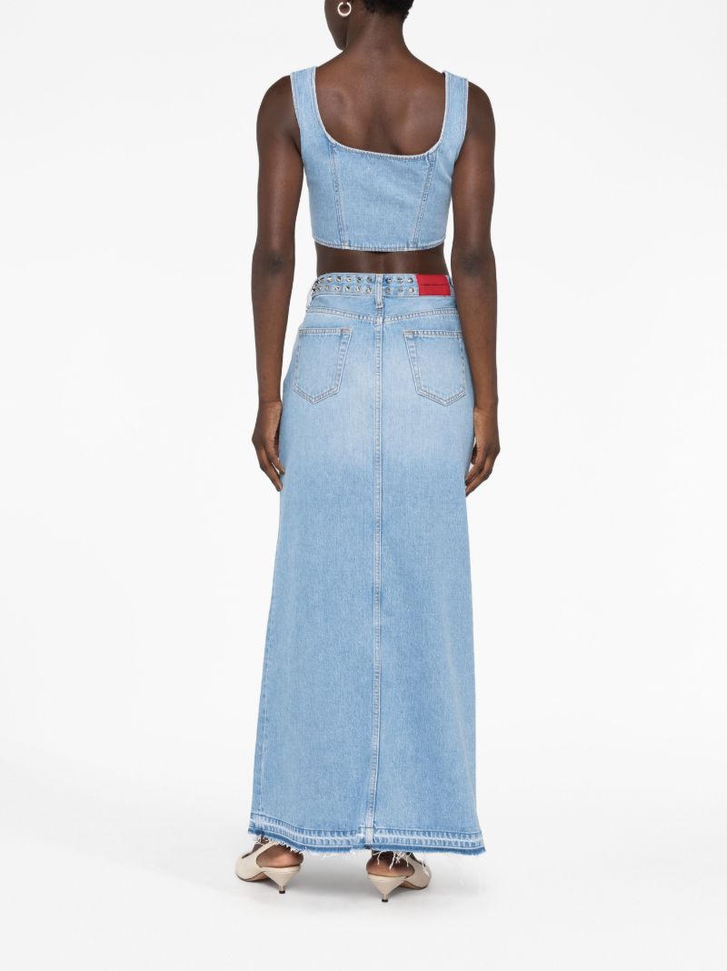 Blue Studded Denim Crop Top