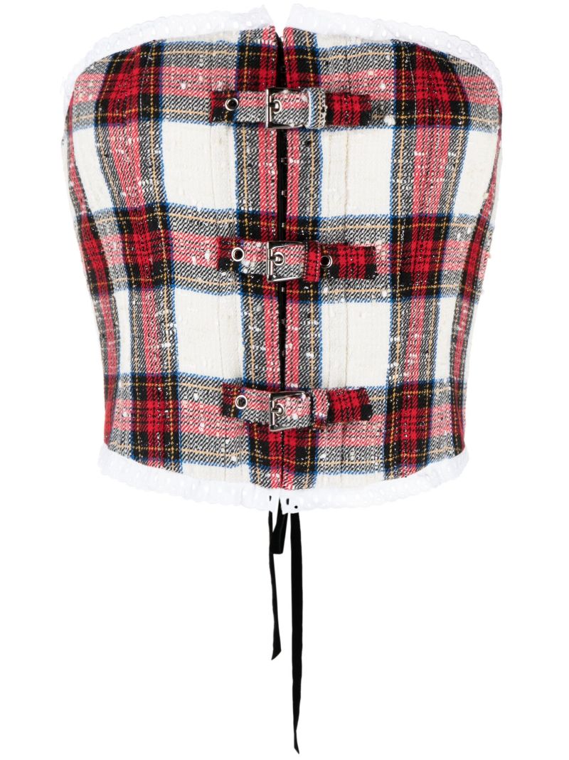 Neutral Tartan Bandeau Top