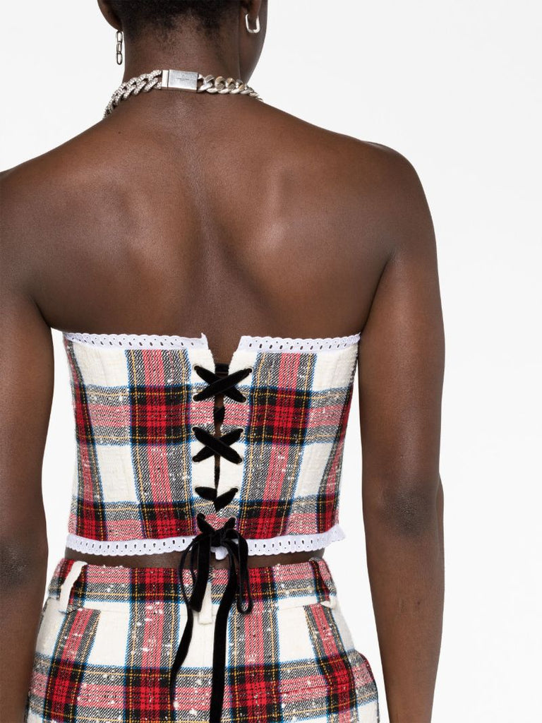 Neutral Tartan Bandeau Top