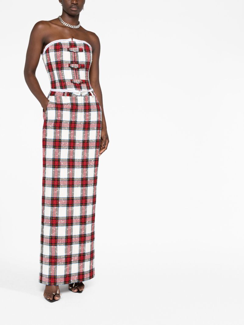 Neutral Tartan Bandeau Top