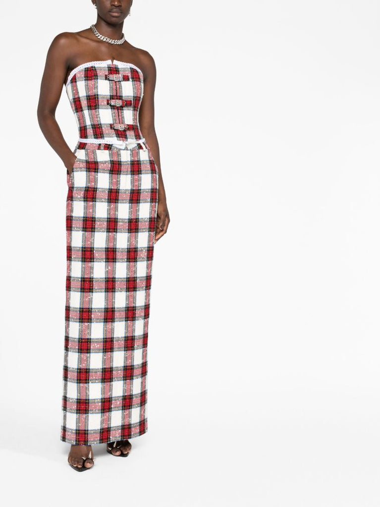 Neutral Tartan Bandeau Top