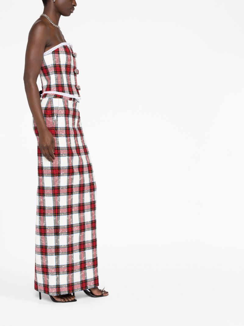 Neutral Tartan Bandeau Top