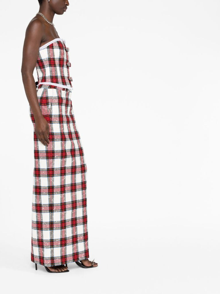 Neutral Tartan Bandeau Top