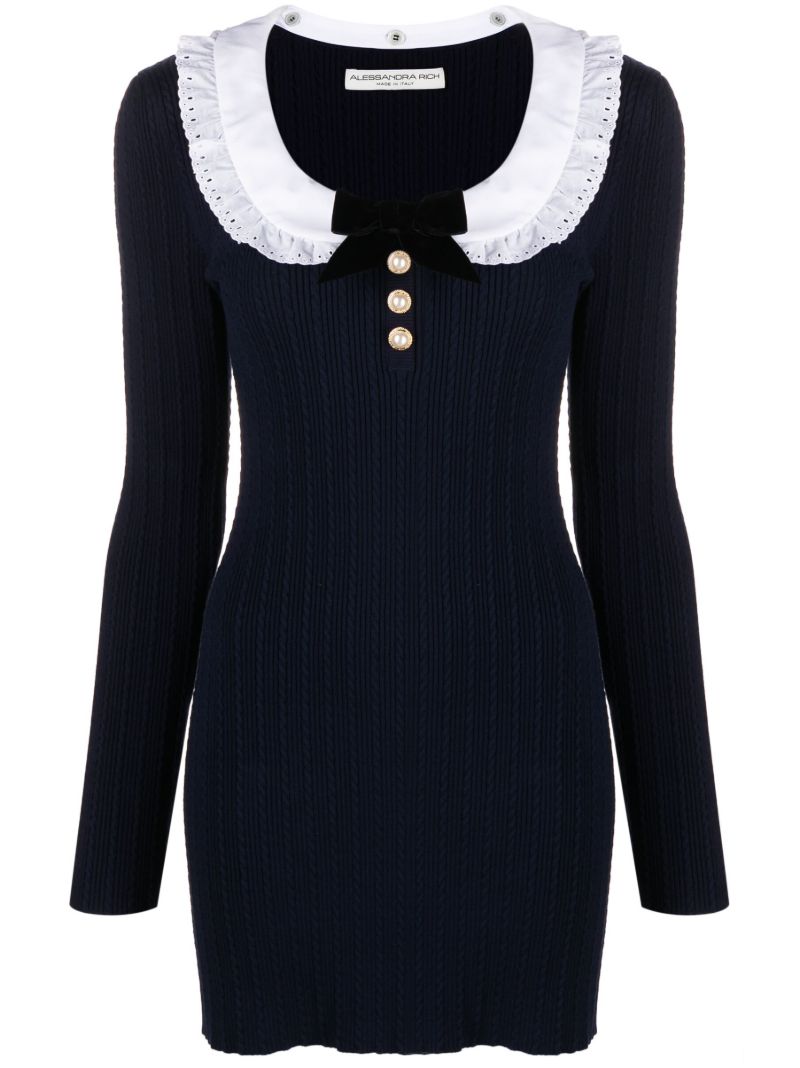 Blue Ruffled Collar Dress