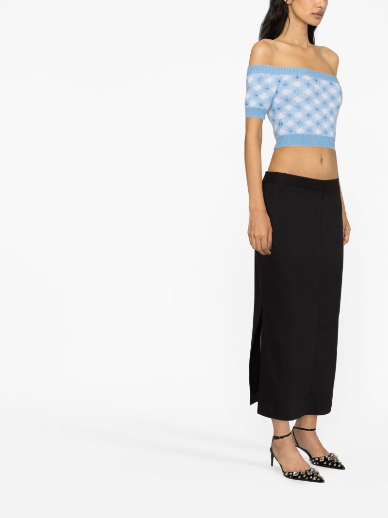 Blue Off-shoulder Cropped Top